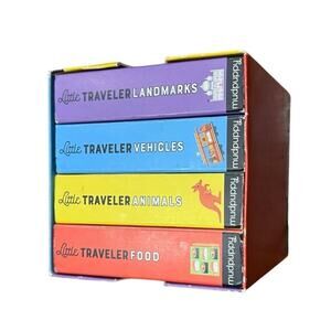 Little Traveler Board Book Set 4 Mini Books Landmarks Food Animals VGUC